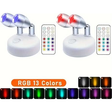Projecteur LED RGB sans fil télécommande - 13 couleurs, tête rotative pour éclairage mural décoratif (1/5)