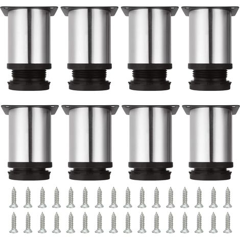 Stück verstellbare Möbelfüße, 80 mm hoch, runde Möbelfüße aus gebürstetem Edelstahl, Sofa- und Tischbeine, höhenverstellbar von 0-10 mm