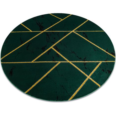 Exklusiv EMERALD Teppich 1012 Kreis - glamour, stilvoll Marmor, geometrisch Flaschengrün / gold green rund 120 cm