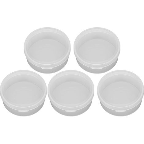 Lot de 5 boîtes de rangement transparentes en éponge, multifonctionnelles et portables, rondes, en plastique transparent, pour petits objets et loisirs créatifs. (1/5)