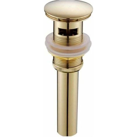 Bonde de lavabo moderne et rétro, bonde clic-clac avec trop-plein, bonde de lavabo universelle en laiton doré, siphon de lavabo avec trou de trop-plein, polie - avec trop-plein (1/4)