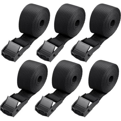 Dussdote 6er-Pack Spanngurte – Kurze Gurte – Verstellbare Gurte – Clipverschlüsse – Ideal für Motorräder, Gepäck, Camping – Schwarz (1/5)