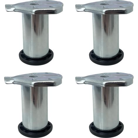 4 Pieds De Nivellement Galvanisés Avec Fixation À La Base – Pieds Réglables Pour Meubles, Étagères Et Établis, Charge Jusqu’à 400 Kg, Haute Stabilité (H 6 Cm) (1/5)