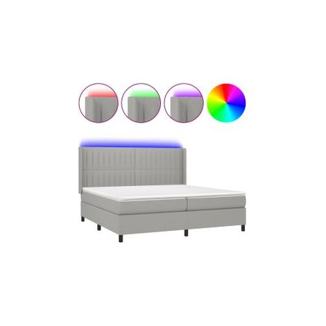 Sommier à lattes de lit matelas LED Gris clair 200x200 Tissu (1/5)