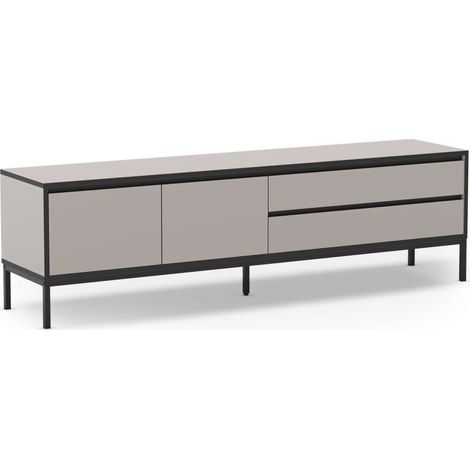 Mueble para televisión 2 puertas 2 cajones md-Cris acabado crema y negro, 180cm(ancho) 55cm(alto) 40cm(largo) (1/5)