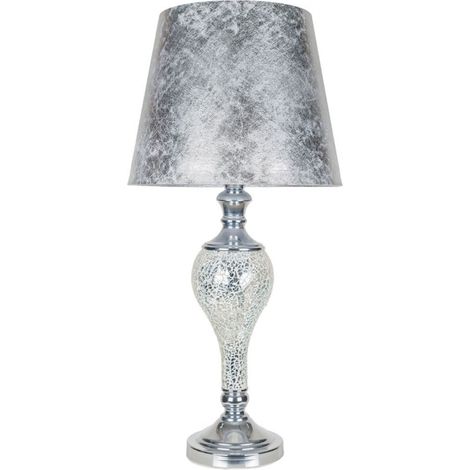 Sobremesa cromo mosaico espejo led interior pantalla pan de plata