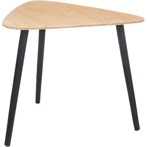 Mesa de Centro Triangular Decorativa Marrón y Negra 60x48x64