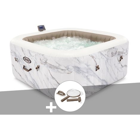 Kit spa gonflable Intex PureSpa Calacatta carré Bulles 4 places + Kit d'entretien (1/4)