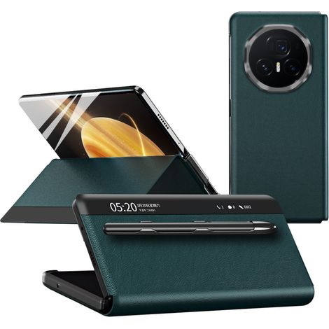 Custodia a libro per Honor Magic V3 5G, vista laterale, con stilo, verde (1/4)