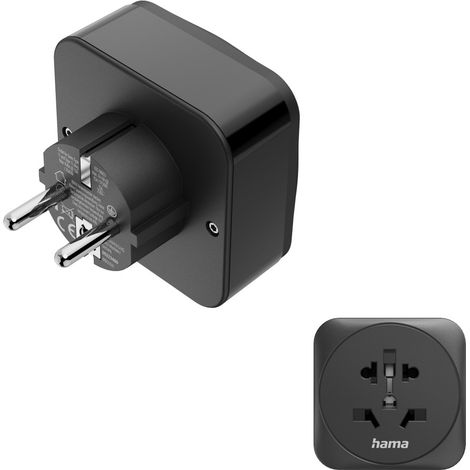 ADAPTATEUR DE VOYAGE TYPE E/F, 3 PÔLES, MONDE VERS UE, 1X USB-C, 1X USB-A, HAMA 19853 (1/5)