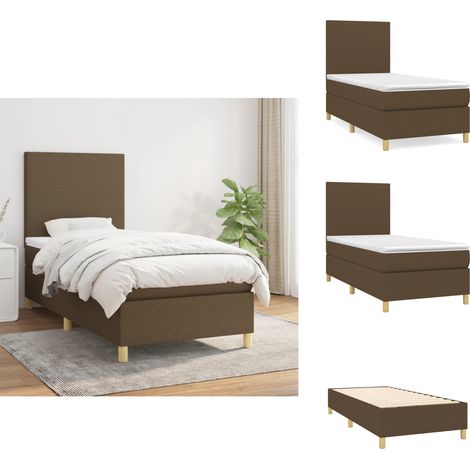 Boxspringbett mit Matratze Dunkelbraun 100x200 cm Stoff - Boxspringbett - Doppelbett - Bettenrahmen - Matratze - Nachttisch (1/5)