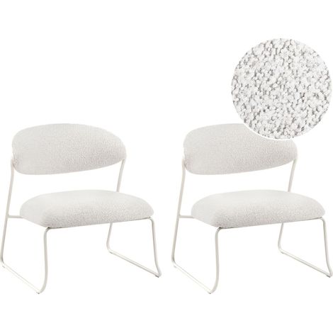 Set di 2 poltrone senza braccioli con gambe in ferro e rivestimento in tessuto bianco sporco Kolsiva