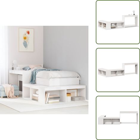 vidaXL Nachttisch mit Schreibtisch Weiß 232x112x75 cm Massivholz
