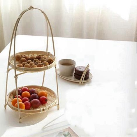 Lot de 3 Bamboo Weaving Wicker Baskets Dish maison Décoration rangement Fruit Bread Food (1/5)