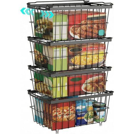 Cesta Espandibile per Freezer – Acciaio Inossidabile, Nero Adatta da 18 a 26 cm, Soluzione Impilabile e Antiruggine per Organizzare la Carne nel Tuo Freezer a Pozzetto (1/3)