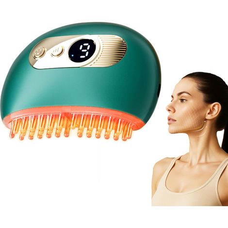 Brosse au visage de contour lymphatique - Massageur au visage pour le drainage lymphatique, réducteur de double menton et sculpture faciale - Outil de drainage lymphatique vibrant doux, vert (1/5)