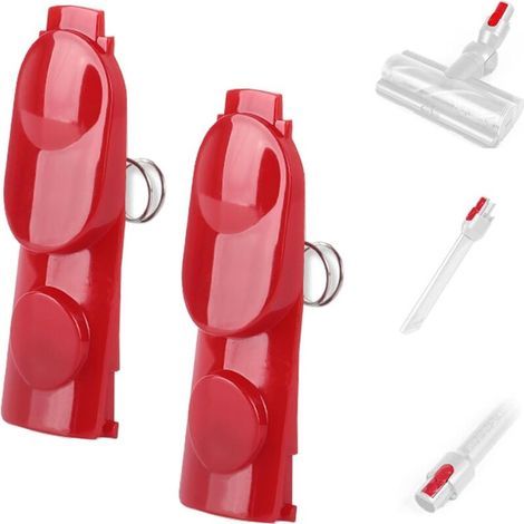 2 Pièces Détachées pour Aspirateur Dyson, Boutons de Verrouillage à Clip avec Ressort, Compatible avec Dyson V6/V7/V8/V10 Aspirateur Pièces de Rechange, Accessoires pour Dyson (rouge) (1/4)