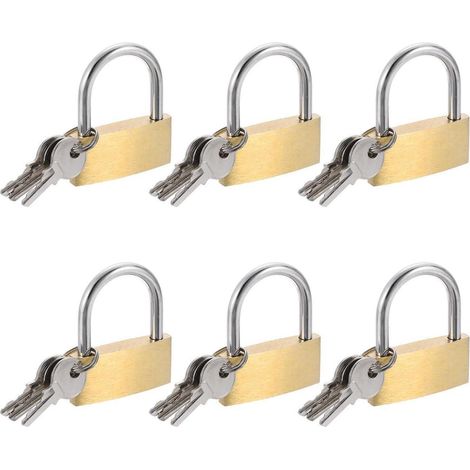 6er Set Messing Vorhängeschlösser 42mm mit Schlüssel, wasserdicht, rostfrei