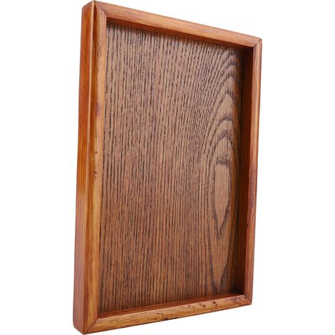 Plateau rectangulaire en bois pour thé, service de table, assiette à en-cas, plat de rangement pour aliments, idéal pour l'hôtel et la maison (22 x 15 cm) (1/5)