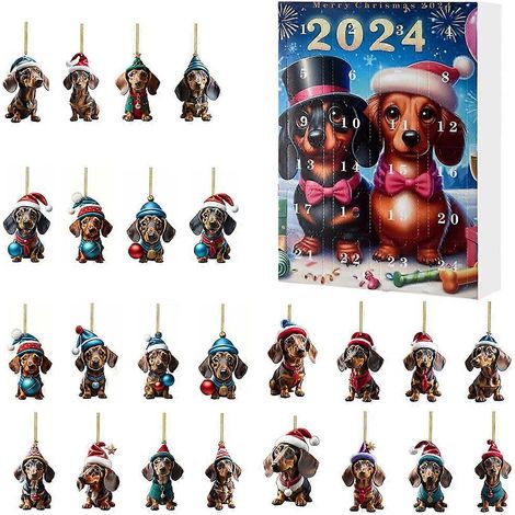 Calendrier de l'Avent 2D Teckels - Pendentif Chat - Décoration de Noël - 24 jours - Calendrier de l'Avent - Pendentif Sapin de Noël - Cadeau de Noël - G (1/5)