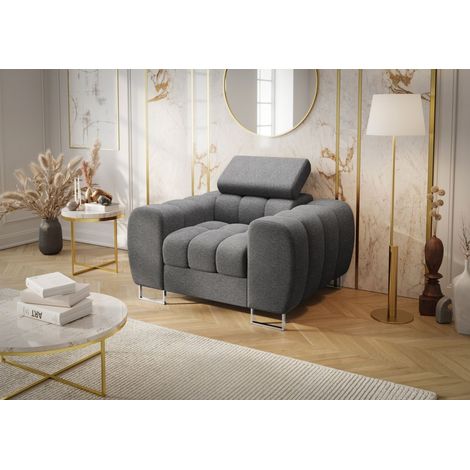 Sessel Designersessel BASTIEN in Stoff Aragon Grau