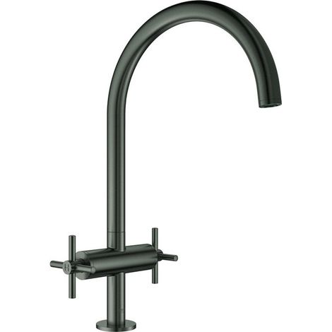 Grifo de cocina de 2 palancas de cromo grafito duro cepillado