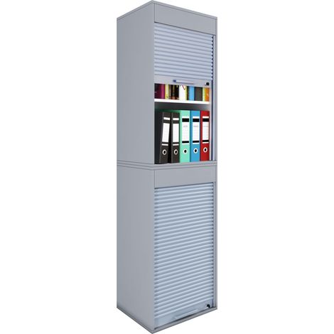 AktosXL Büroschrank 1 Rollladentür grau. (1/2)