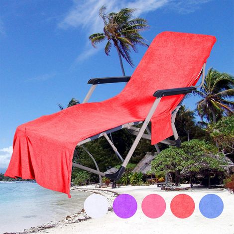 Serviette De Chaise De Plage - Microfibre - 210 X 73 Cm - Poche De Rangement - Antidérapante - Pour Transats Et Chaises Longues - 1 Pièce (1/5)