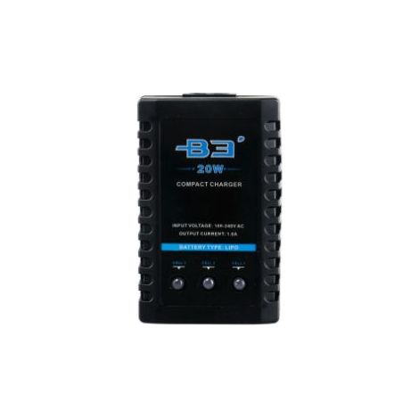 B3 20W 1.6A Pro Balance Charger for 2S 3S 7.4V 11.1V Lithium LiPo Battery Mini Portable RC Airplane Charger - Black (1/4)