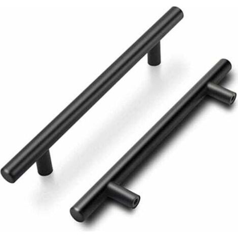 Set mit 15 Küchenschrankgriffen, 160 mm, schwarze Küchentürgriffe, schwarze Schrankgriffe, Küchengriffe, 160 mm Mittenabstand, matte Oberfläche aus Edelstahl