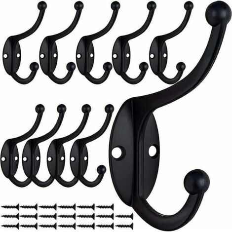 10 Pcs Retro Coat Hook Vintage Wall Coat Hook, XU, Metal Door Hook for Bathroom Kitchen Bedroom Entrance (Black) (1/4)