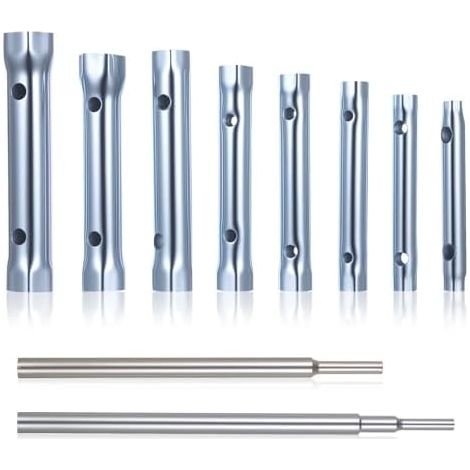 8 Pcs Clés Tubulaires et à Pipe, Cle a 6-22 mm Tube pour Robinet Evier, Douille Robinet, Kit de Montage Robinets sous Évier, avec 2 Barres - (1/5)