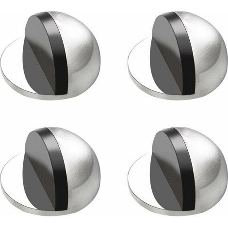 Stop Porte - En Acier Inoxydable - Adhésif Au Sol - Pour Protection Mur Et Porte - Chrome - 4 Pièces (1/5)