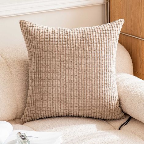 Housse De Coussin - Velours Côtelé À Rayures - 60 x 60 cm - Pour Salon Chambre - Lot De 2