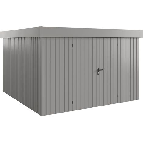 Hörmann Ecostar Metall-Gerätehaus "Euroline Trend" mit Flachdach EFD 14, graualuminium, 310 x 310 cm, 2-flüglige Tür