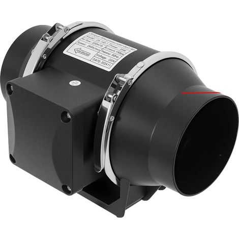 Ventilateur de conduit en ligne, débit d'air élevé, fonctionnement silencieux, 100mm Noir, 220 V, UE (1/2)