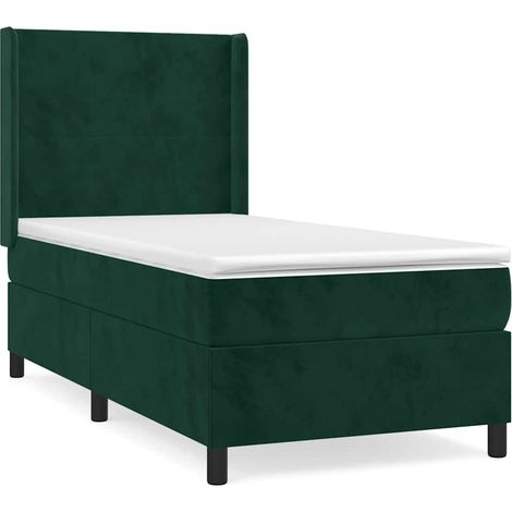 Maison Exclusive - Boxspringbett mit Matratze Dunkelgrün 80x200 c (1/5)