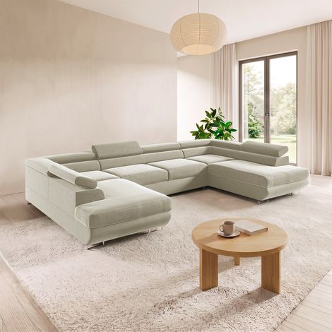 U-förmiges 5-Sitzer-Sofa, umwandelbar mit Bettkasten Lyam Beige (1/5)