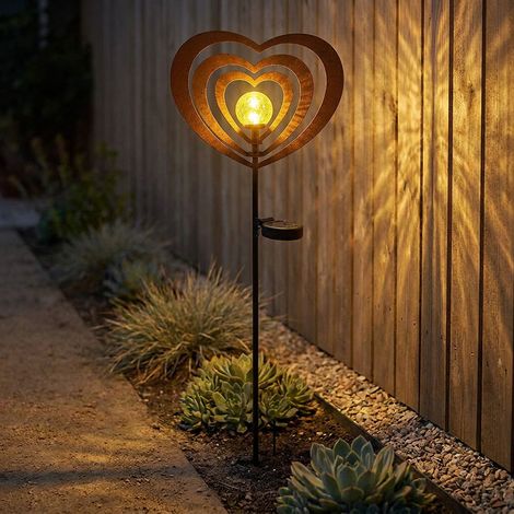 Solarleuchte Gartenleuchte Außenleuchte Metall rostfarben LED Glaskugel H 82 cm