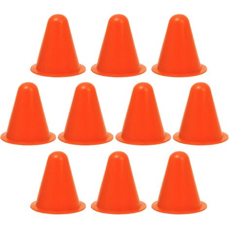 Lot de 10 cônes d'entraînement sportif, mini cônes de signalisation coupe-vent, marqueurs d'agilité pour l'entraînement au patinage et autres sports. (1/5)