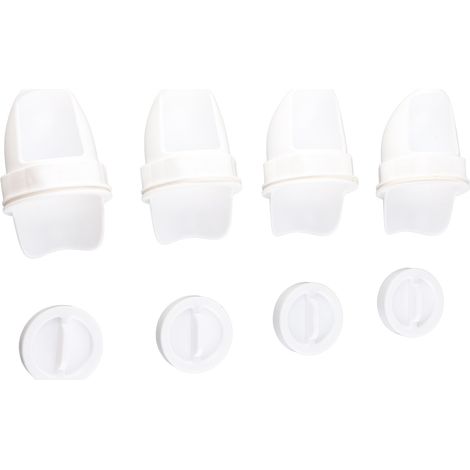 Kit de 4 mangeoires à poules DIY résistantes à la pluie, avec alimentation automatique par gravité, pour seaux, barils, bacs et auges (blanc). (1/5)