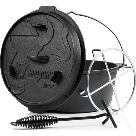 BBQ-Toro Dutch Oven DO9PX, 9,0 L Premium Gusseisen Kochtopf, Gusstopf