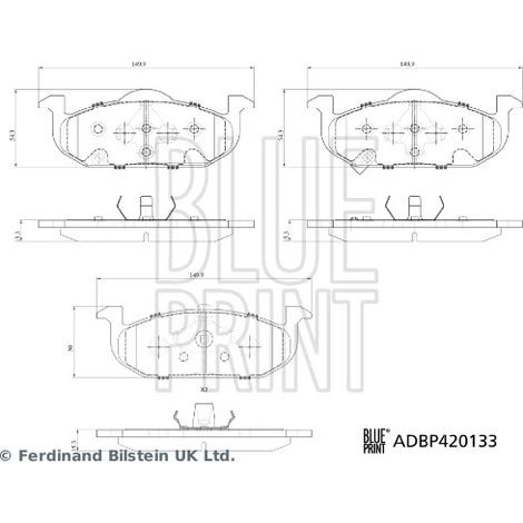 Kit de plaquettes de frein, frein à disque Blue Print ADBP420133 MG 10025315