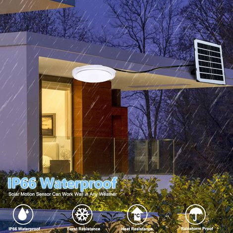 Ortviai Applique Solaire 45 W pour Intérieur – 50 LED, Détecteur de Luminosité et Télécommande, Étanche IP66 (1/4)