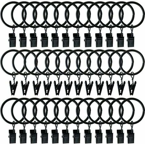 40 Pcs Rideau Crochets Anneaux de Douche Crochets décoratifs de Rideau de Douche Glissement Crochets (Black) (1/5)