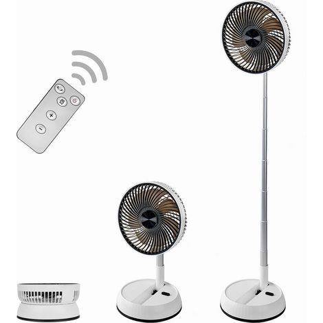Ventilatore oscillante ricaricabile Oldable da 8 pollici, batteria da 7200 mAh, telecomando, ventilatore da tavolo silenzioso per camera da letto, ufficio, campeggio, viaggio (corpo bianco e griglia f