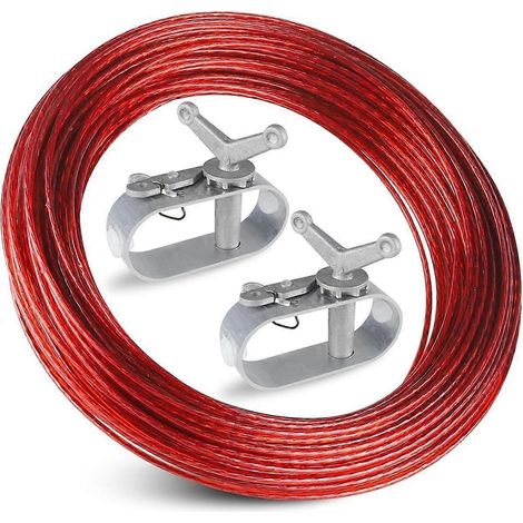 Câble et 2 treuils pour couverture de piscine, câble en acier gainé de plastique, ressort en aluminium, cliquet pour la fixation de piscines hors sol (1/5)