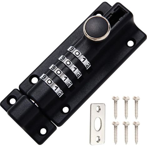 Loquet à Combinaison pour Porte, Verrou de Sécurité Imperméable, 4 Chiffres, Idéal pour Abri Jardin et Maison (1/5)