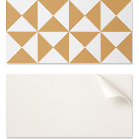 Panel de vinilo listo para instalar con estampado decorativo de tri谩ngulos geom茅tricos de 100x50 cm.