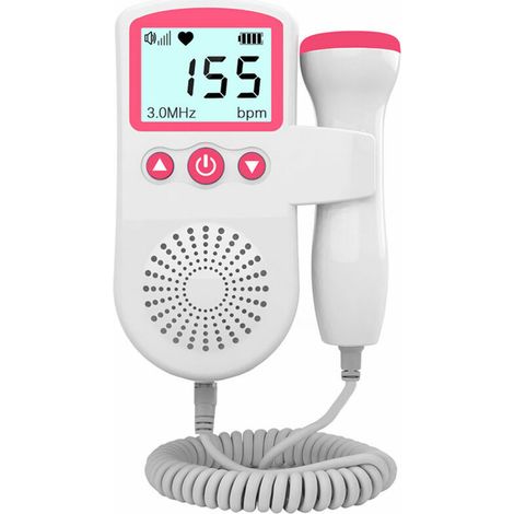 Moniteur de fréquence cardiaque Doppler fœtal pour bébé pour grossesse 50-230 BPM Plage de mesure 3 MHz Détecteur de fréquence cardiaque fœtale avec écran LCD de poche, Rose (1/5)